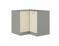 Dolná rohová kuchynská skrinka Prado 90/90 DN BB - krémový vysoký lesk / sivá
