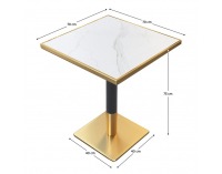 Jedálenský bistro stôl Preston 70x70 cm - biely mramor / čierna / zlatá