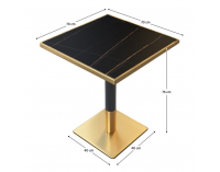 Jedálenský bistro stôl Preston 70x70 cm - čierny mramor / čierna / zlatá