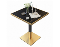 Jedálenský bistro stôl Preston 70x70 cm - čierny mramor / čierna / zlatá
