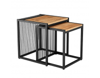 Príručný stolík (2 ks) Rimbo - dub / čierna