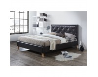 Čalúnená manželská posteľ s roštom Puffie 180 - tmavohnedá