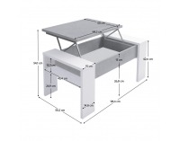 Konferenčný stolík s úložným priestorom Pula - biela / betón