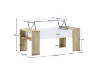 Konferenčný stolík s úložným priestorom Pula - dub sonoma / biela