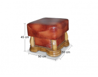 Kožená taburetka Cheverny - drevo D3 / hnedá (S41)