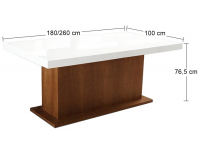 Rozkladací jedálenský stôl Kacper 180/260 - drevo D3 / biely vysoký lesk