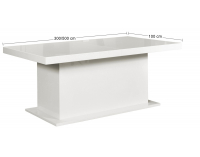 Rozkladací jedálenský stôl Kacper 300/500 - biely vysoký lesk