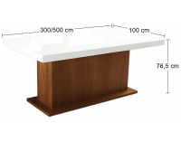 Rozkladací jedálenský stôl Kacper 300/500 - drevo D3 / biely vysoký lesk