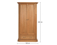 Rustikálna dvojdverová šatníková skriňa Monika 2D - drevo D3