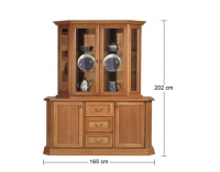Rustikálna vitrína s komodou Monika - drevo D3