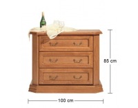 Rustikálna zásuvková komoda Monika - drevo D3