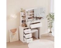 Toaletný stolík s taburetkou Radas - biela