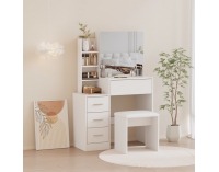 Toaletný stolík s taburetkou Radas - biela