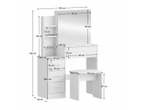 Toaletný stolík s taburetkou Radas - biela