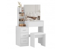 Toaletný stolík s taburetkou Radas - biela