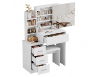 Toaletný stolík s taburetkou Radas - biela