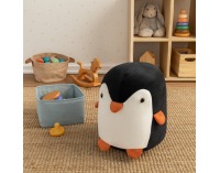 Taburet v tvare tučniaka Raino - čierna / biela