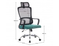 Kancelárske kreslo Randy - čierna / zelená / chróm