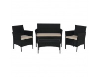 Záhradný nábytok z umelého ratanu Ratana - čierna / béžová