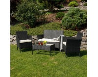 Záhradný nábytok z umelého ratanu Ratana - čierna / béžová