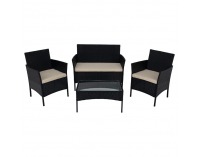 Záhradný nábytok z umelého ratanu Ratana - čierna / béžová