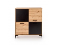 Štvordverová komoda Raven KM2 - dub artisan / čierna