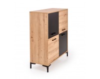 Štvordverová komoda Raven KM2 - dub artisan / čierna