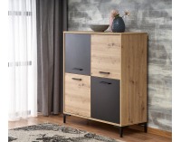 Štvordverová komoda Raven KM2 - dub artisan / čierna