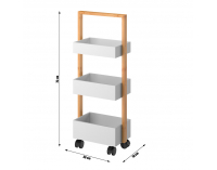 Regál na kolieskach Arto - biela / prírodná