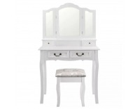 Toaletný stolík s taburetkou Regina - biela / strieborná