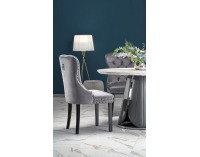 Okrúhly jedálenský stôl Remigio - biely mramor / sivá