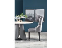 Okrúhly jedálenský stôl Remigio - biely mramor / sivá