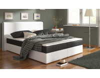 Čalúnená manželská posteľ s matracmi Bergamo 160 - biela / čierna (megacomfort visco)