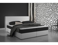 Čalúnená manželská posteľ s matracmi Bergamo 160 - biela / čierna (comfort)