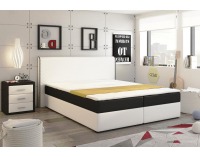 Čalúnená manželská posteľ s matracmi Bergamo 160 - biela / čierna (comfort)