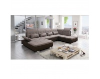 Rohová sedačka U s rozkladom Resta P - tmavohnedá / hnedá melírovaná