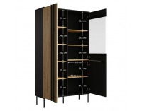 Dvojdverová vitrína Rimina 2D - čierna onyx / dub artisan