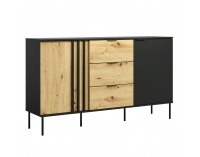 Dvojdverová komoda so zásuvkami Rimina 2D3S - čierna onyx / dub artisan