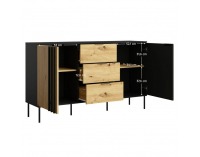 Dvojdverová komoda so zásuvkami Rimina 2D3S - čierna onyx / dub artisan