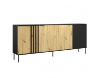 Štvordverová komoda Rimina 4D - čierna onyx / dub artisan