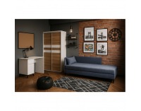 Jednolôžková posteľ (váľanda) s úložným priestorom Rinun - modrá