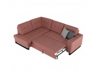 Rohová sedačka s rozkladom a úložným priestorom Byron L - lososová / sivá / svetlosivá / čierna