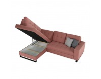 Rohová sedačka s rozkladom a úložným priestorom Byron L - lososová / sivá / svetlosivá / čierna