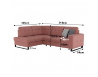 Rohová sedačka s rozkladom a úložným priestorom Byron L - lososová / sivá / svetlosivá / čierna