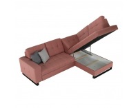 Rohová sedačka s rozkladom a úložným priestorom Byron P - lososová / sivá / svetlosivá / čierna