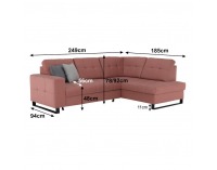 Rohová sedačka s rozkladom a úložným priestorom Byron P - lososová / sivá / svetlosivá / čierna