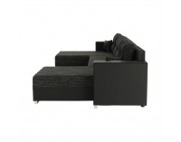 Rohová sedačka s rozkladom a úložným priestorom Essen L/P - čierna / čierny melír
