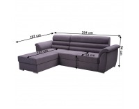 Rohová sedačka s rozkladom a úložným priestorom Fabo L - tmavosivá