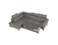 Rohová sedačka s rozkladom a úložným priestorom Konkord L - svetlohnedá / orech