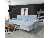 Rohová sedačka s rozkladom a úložným priestorom Medlin L/P - mentolová / orech